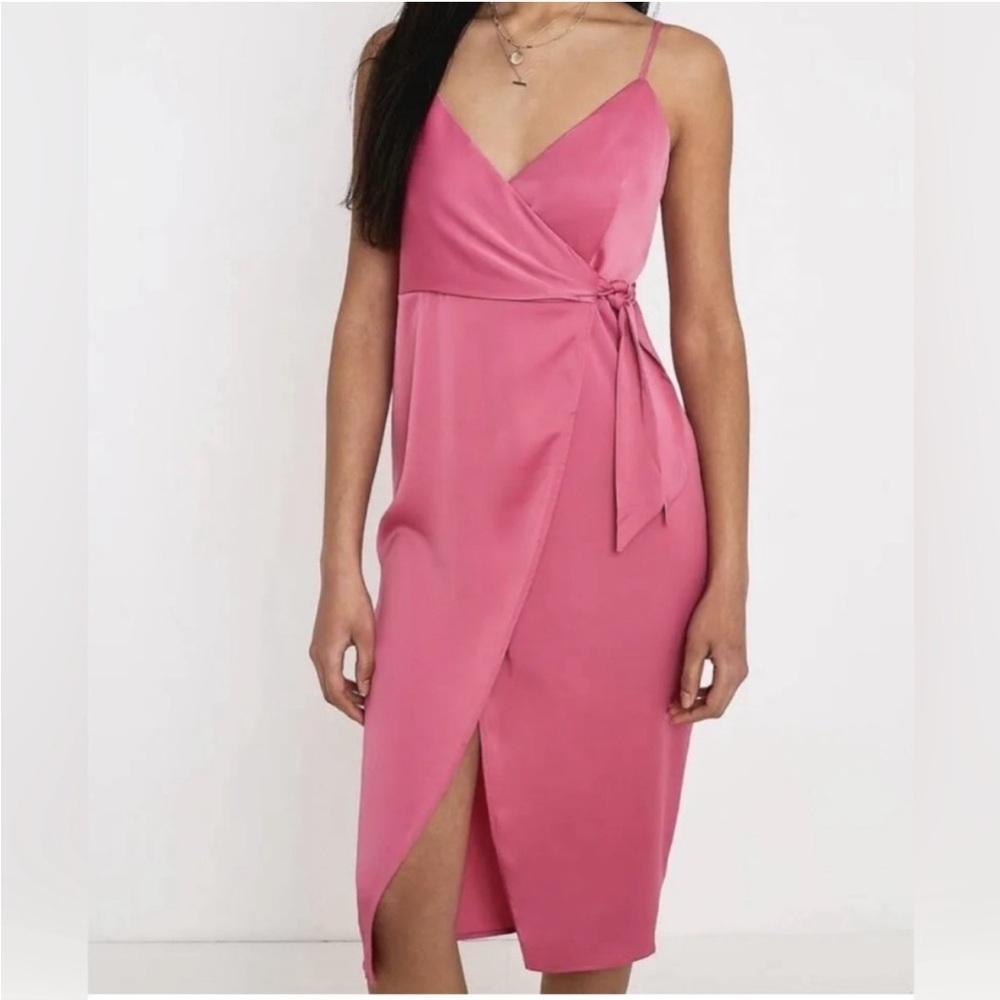Urban Outfitters Quinn Pink Midi Wrap Dress